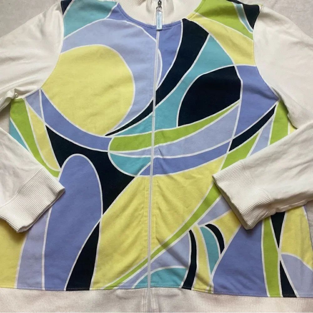 Liz Claiborne White With Color Block Front Zip Jacket Size XL - Picture 8 of 11